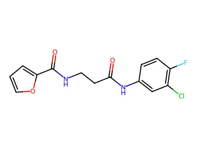 N-[3-(3-chloro-4-fluoroanilino)-3-oxopropyl]furan-2-carboxamide structure
