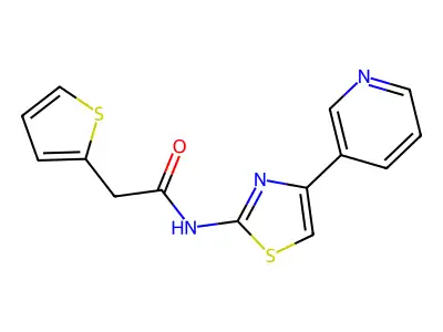 N-(4-(pyridin-3-yl)thiazol-2-yl)-2-(thiophen-2-yl)acetamide structure