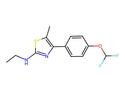 4-[4-(difluoromethoxy)phenyl]-N-ethyl-5-methyl-1,3-thiazol-2-amine structure