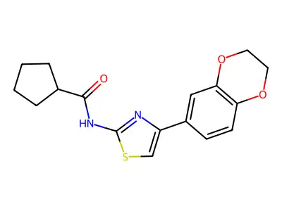 N-(4-(2,3-Dihydrobenzo[b][1,4]dioxin-6-yl)thiazol-2-yl)cyclopentanecarboxamide structure