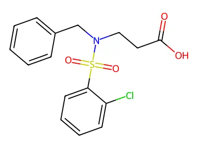 3-(N-benzyl2-chlorobenzenesulfonamido)propanoic acid structure