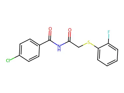 4-chloro-N-[2-(2-fluorophenyl)sulfanylacetyl]benzamide structure