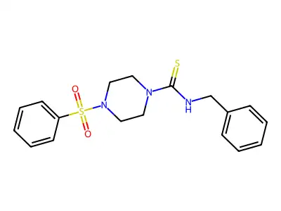 4-(benzenesulfonyl)-N-benzylpiperazine-1-carbothioamide structure
