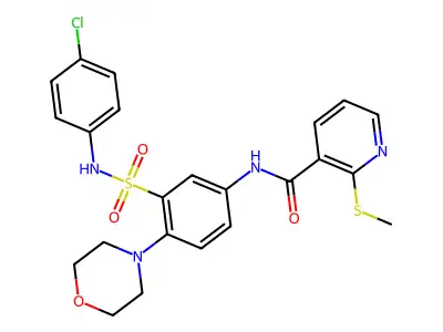 N-[3-[(4-chlorophenyl)sulfamoyl]-4-morpholin-4-ylphenyl]-2-methylsulfanylpyridine-3-carboxamide structure