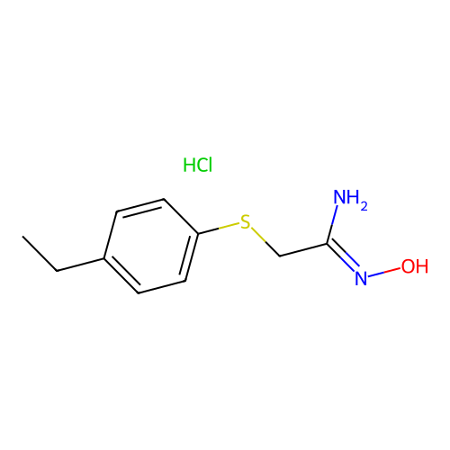 2-(4-ethylphenyl)sulfanyl-N'-hydroxyethanimidamide;hydrochloride structure