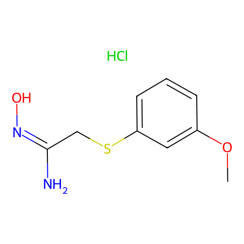 Ethanimidamide, N-hydroxy-2-((3-methoxyphenyl)thio)-, monohydrochloride structure