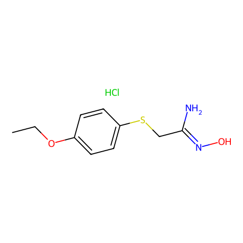 2-(4-ethoxyphenyl)sulfanyl-N'-hydroxyethanimidamide;hydrochloride structure