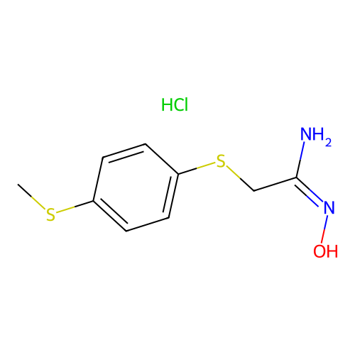Ethanimidamide, N-hydroxy-2-((4-(methylthio)phenyl)thio)-, monohydrochloride structure