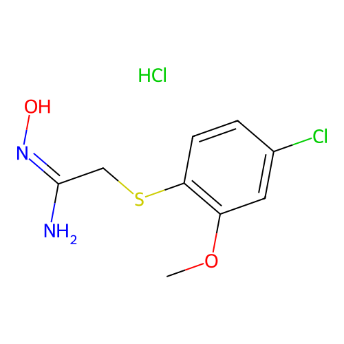 Ethanimidamide, 2-((4-chloro-2-methoxyphenyl)thio)-N-hydroxy-, monohydrochloride structure