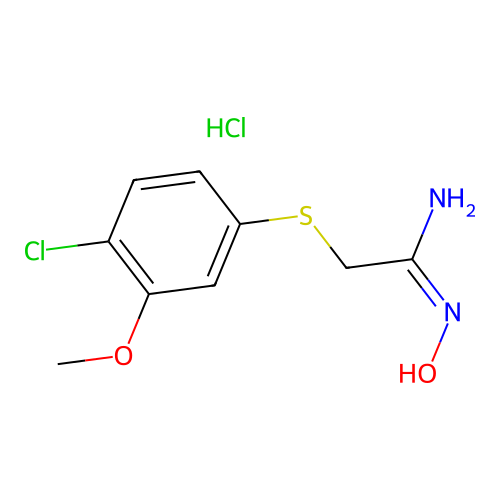 Ethanimidamide, 2-((4-chloro-3-methoxyphenyl)thio)-N-hydroxy-, monohydrochloride structure