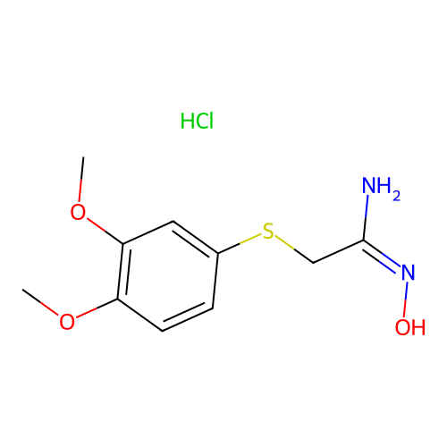 Ethanimidamide, 2-((3,4-dimethoxyphenyl)thio)-N-hydroxy-, monohydrochloride structure