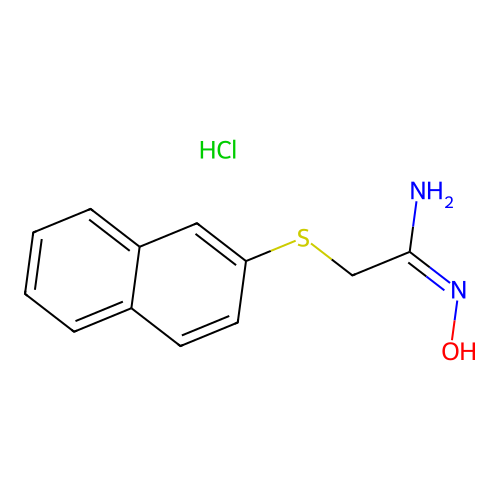 Ethanimidamide, N-hydroxy-2-(2-naphthalenylthio)-, monohydrochloride structure