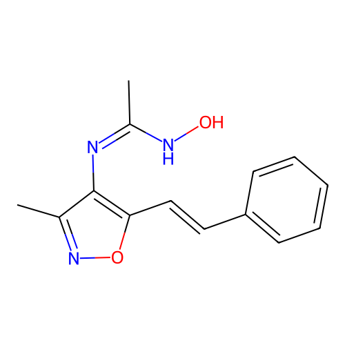 N-hydroxy-N'-[3-methyl-5-(2-phenylethenyl)-1,2-oxazol-4-yl]ethanimidamide structure