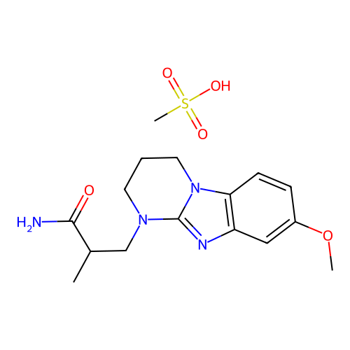 Pyrimido(1,2-a)benzimidazole-1-propionamide, 1,2,3,4-tetrahydro-8-methoxy-alpha-methyl-, methanesulfonate structure