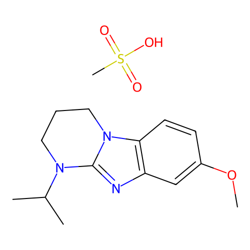 Pyrimido(1,2-a)benzimidazole, 1,2,3,4-tetrahydro-1-isopropyl-8-methoxy-, methanesulfonate structure
