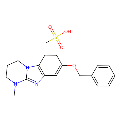 Pyrimido(1,2-a)benzimidazole, 1,2,3,4-tetrahydro-8-benzyloxy-1-methyl-, methanesulfonate structure