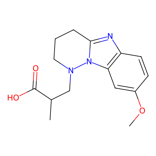 3,4-Dihydro-8-methoxy-alpha-methylpyrimido(1,2-b)benzimidazole-1(2H)-propanoic acid structure