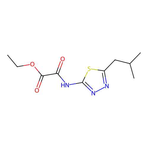 Ethyl [(5-isobutyl-1,3,4-thiadiazol-2-yl)amino](oxo)acetate structure