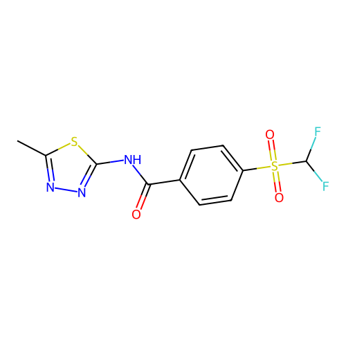 4-(difluoromethylsulfonyl)-N-(5-methyl-1,3,4-thiadiazol-2-yl)benzamide structure