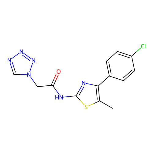 N-[4-(4-chlorophenyl)-5-methyl-1,3-thiazol-2-yl]-2-(tetrazol-1-yl)acetamide structure