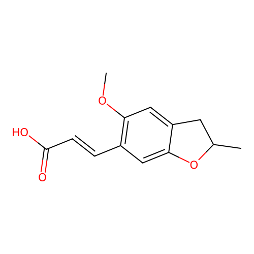 (2E)-3-(5-methoxy-2-methyl-2,3-dihydro-1-benzofuran-6-yl)acrylic acid structure