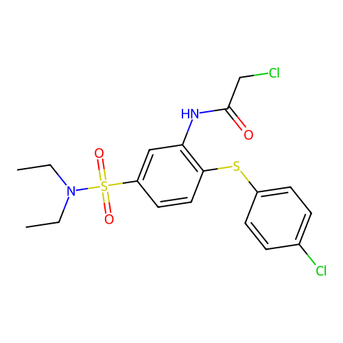 2-chloro-N-(2-((4-chlorophenyl)sulfanyl)-5-(diethylsulfamoyl)phenyl)acetamide structure