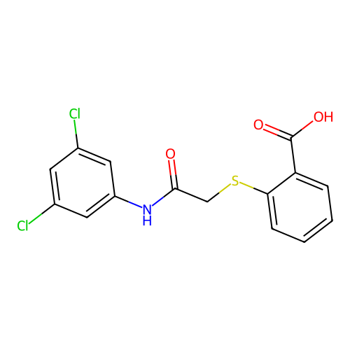 2-({[(3,5-Dichlorophenyl)carbamoyl]methyl}sulfanyl)benzoic acid structure
