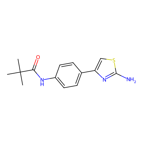 N-(4-(2-amino-1,3-thiazol-4-yl)phenyl)-2,2-dimethylpropanamide structure