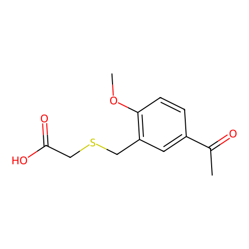 2-{[(5-Acetyl-2-methoxyphenyl)methyl]sulfanyl}acetic acid structure
