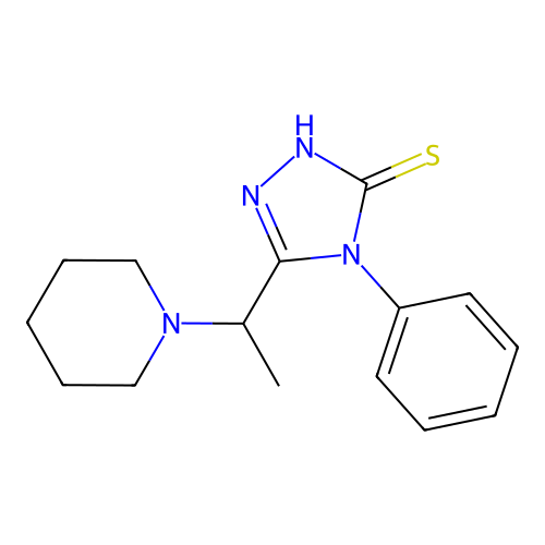 4-phenyl-5-[1-(piperidin-1-yl)ethyl]-4H-1,2,4-triazole-3-thiol structure