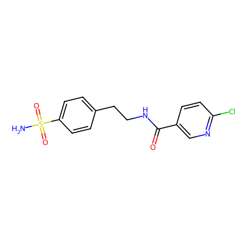 6-chloro-N-[2-(4-sulfamoylphenyl)ethyl]pyridine-3-carboxamide structure
