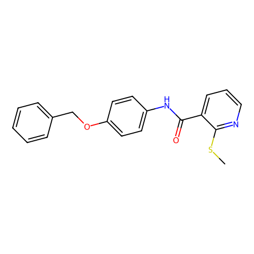 2-methylsulfanyl-N-(4-phenylmethoxyphenyl)pyridine-3-carboxamide structure