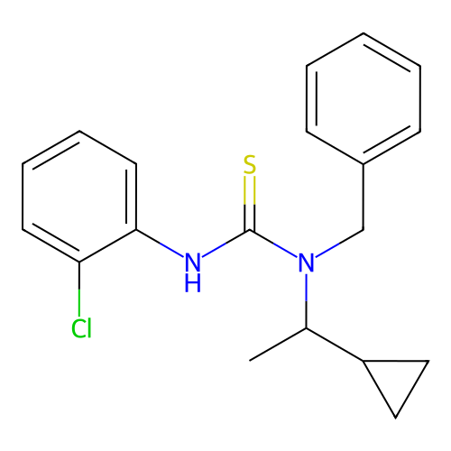 1-Benzyl-3-(2-chlorophenyl)-1-(1-cyclopropylethyl)thiourea structure