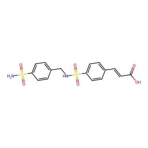 (2E)-3-(4-{[(4-sulfamoylphenyl)methyl]sulfamoyl}phenyl)prop-2-enoic acid structure