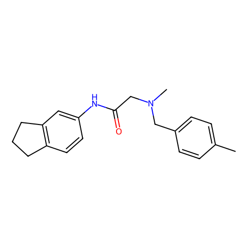 N-(2,3-dihydro-1H-inden-5-yl)-2-[methyl-[(4-methylphenyl)methyl]amino]acetamide structure