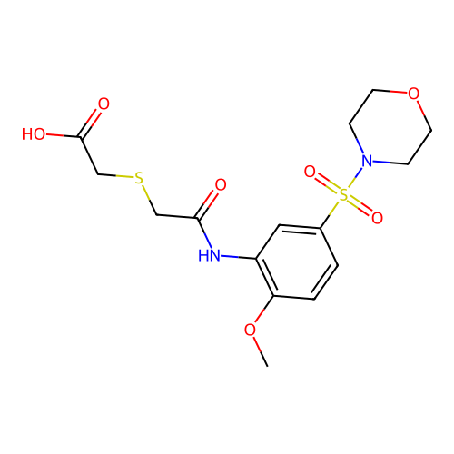 2-[({[2-methoxy-5-(morpholine-4-sulfonyl)phenyl]carbamoyl}methyl)sulfanyl]acetic acid structure