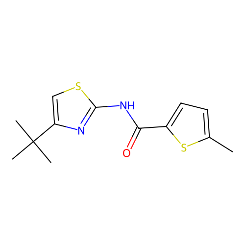 N-(4-tert-butyl-2-thiazolyl)-5-methyl-2-thiophenecarboxamide structure