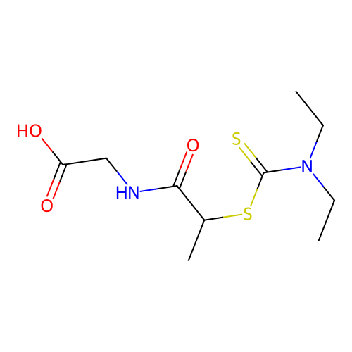 Glycine, N-(2-mercaptopropionyl)-, S-ester with diethyldithiocarbamic acid structure