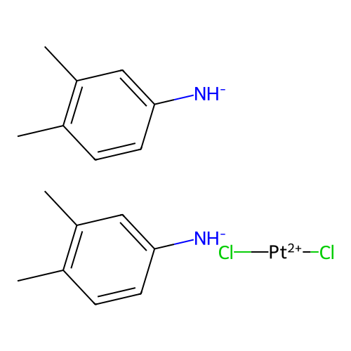 Dichloroplatinum(2+);bis((3,4-dimethylphenyl)azanide) structure