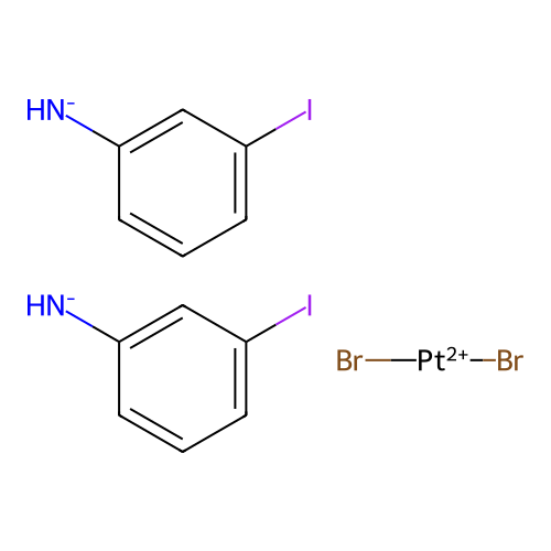 Dibromoplatinum(2+);bis((3-iodophenyl)azanide) structure