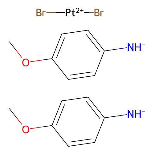 二溴铂(2+);双((4-甲氧基苯基)氮杂苯胺) structure