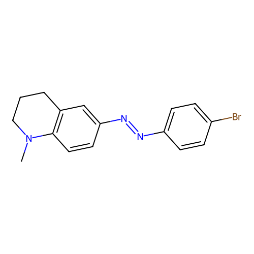 (4-bromophenyl)-(1-methyl-3,4-dihydro-2H-quinolin-6-yl)diazene structure