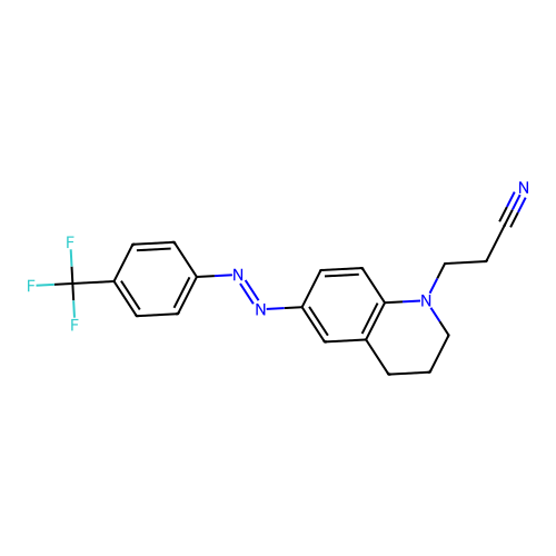 3-[6-[[4-(trifluoromethyl)phenyl]diazenyl]-3,4-dihydro-2H-quinolin-1-yl]propanenitrile structure