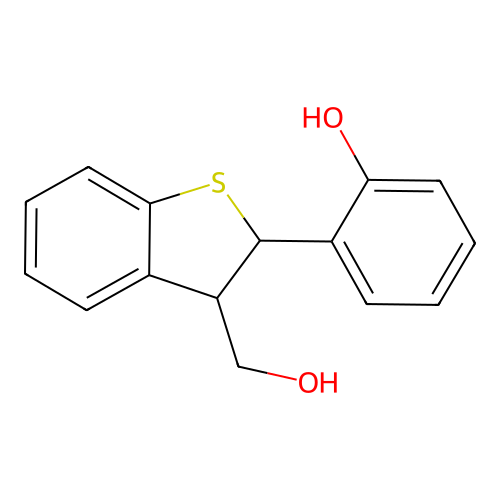 Benzo(b)thiophene-3-methanol, 2,3-dihydro-2-(2-hydroxyphenyl)- structure