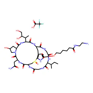 alpha-Amanitin, 4-(6-((6-((2-aminoethyl)amino)-6-oxohexyl)oxy)-2-mercapto-L-tryptophan)-, mono(trifluoroacetate) (salt) structure