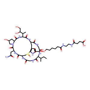 alpha-Amanitin, 4-(6-((6-((2-((3-carboxy-1-oxopropyl)amino)ethyl)amino)-6-oxohexyl)oxy)-2-mercapto-L-tryptophan)- structure