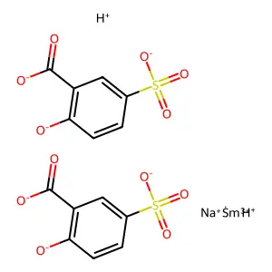 Sodium dihydrogen bis(2-hydroxy-5-sulphobenzoato(3-)-O1,O2)samarate(3-) structure