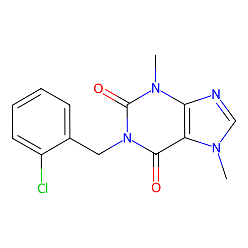 1-[(2-Chlorophenyl)methyl]-3,7-dimethylpurine-2,6-dione structure