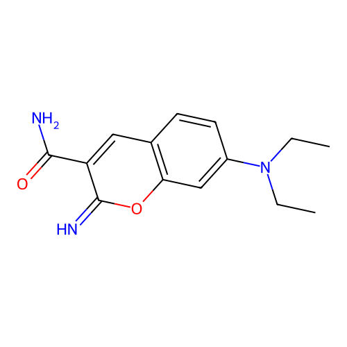 2H-1-Benzopyran-3-carboxamide, 7-(diethylamino)-2-imino- structure