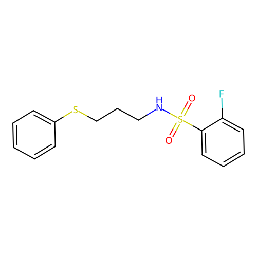 2-fluoro-N-[3-(phenylsulfanyl)propyl]benzene-1-sulfonamide structure